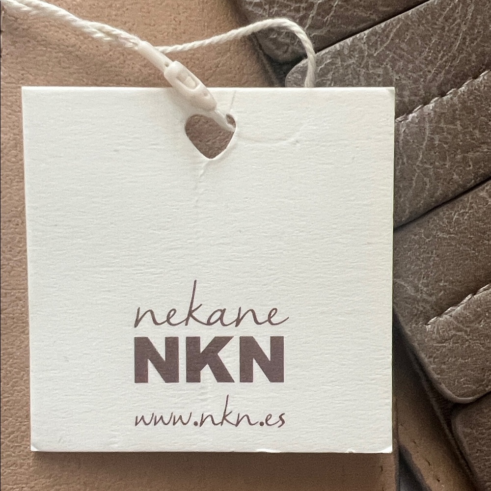 NKN Nekane Taupe Studded Stretch Belt Asymmetrical Faux Leather OS NWT - Picture 5 of 9